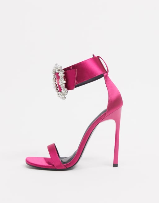 Sandalias de tacón con hebilla de strass en rosa Not Cuff de ASOS DESIGN