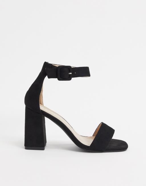 Sandalias de tacón cuadrado con puntera cuadrada en negro Dakota de RAID Wide Fit, 4 de 4
