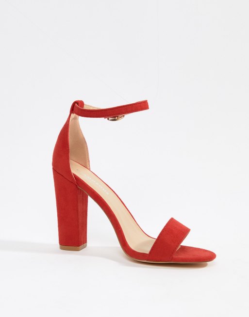 Sandalias tacón cuadrado rojo intenso de Glamorous | ASOS