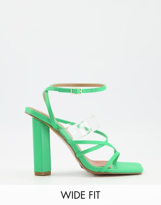 Sandalias de tacón verde con ancha y diseño de tiras Watermelon de ASOS |