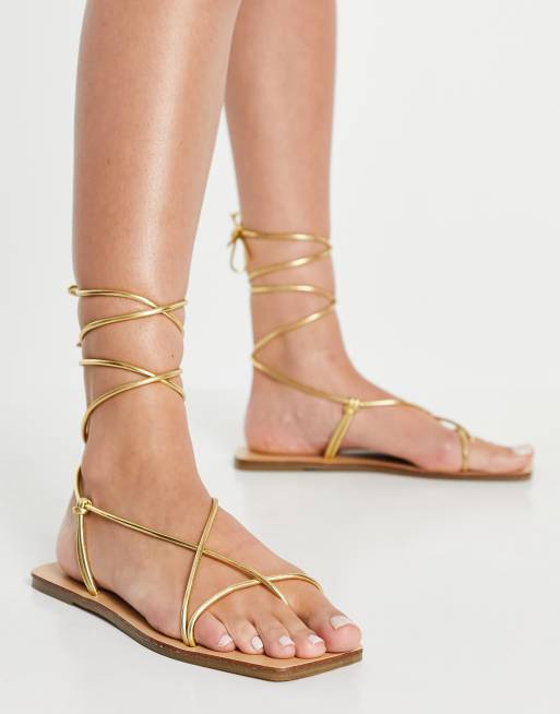 asos gold sandals flat
