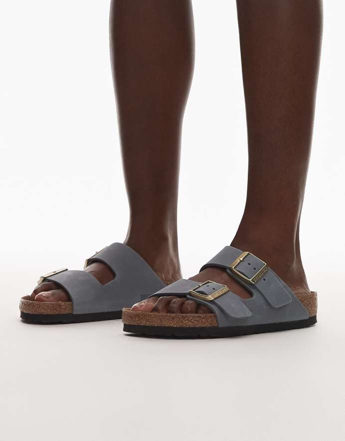 Birkenstock Sandalias gris basalto de cuero Arizona de