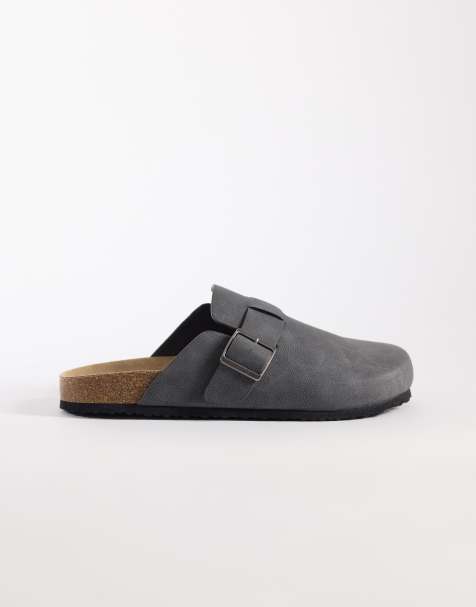 Sandalias gris carbón claro estilo mules con suela de corcho de ASOS DESIGN - view 1