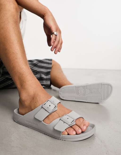 Sandalias gris claro con plantilla moldeada y dos tiras de Jack & Jones , 3 de 4