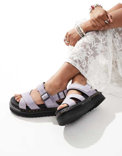 Sandalias lilas con correas cruzadas de cuero Voss II de Dr. Martens, 2 de 4