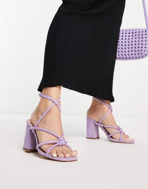 Sandalias lilas de tacón medio con diseño de tiras Max de MIM |