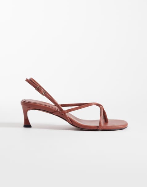 Sandalias marrón caramelo de tacón bajo con diseño de tiras Haven de ASOS DESIGN - view 1