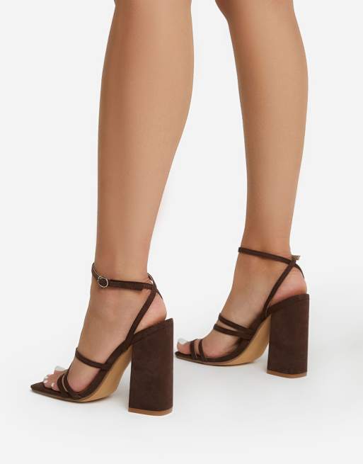 Sandalias marrón con tacón en bloque de EGO | ASOS