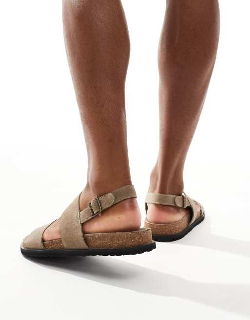 Sandalias marrón topo con dos correas y plantilla moldeada de ante Sol de schuh, 4 de 4