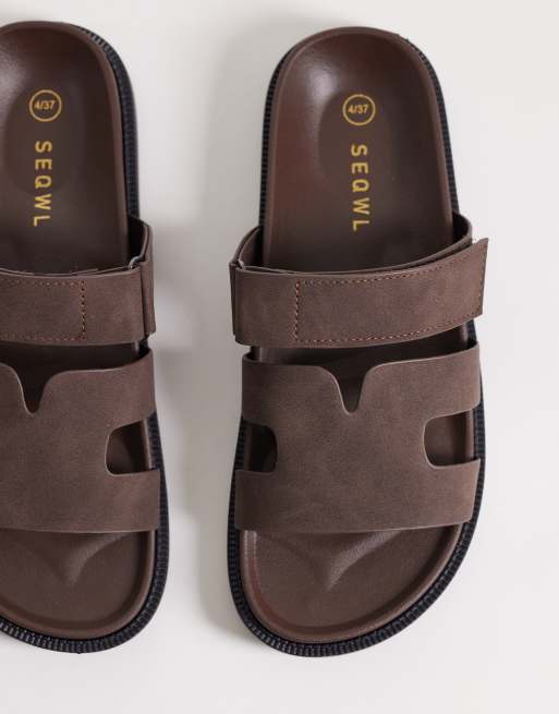 Sandalias marrones con tiras de nobuk sintético Kidman de SEQWL, 2 de 4