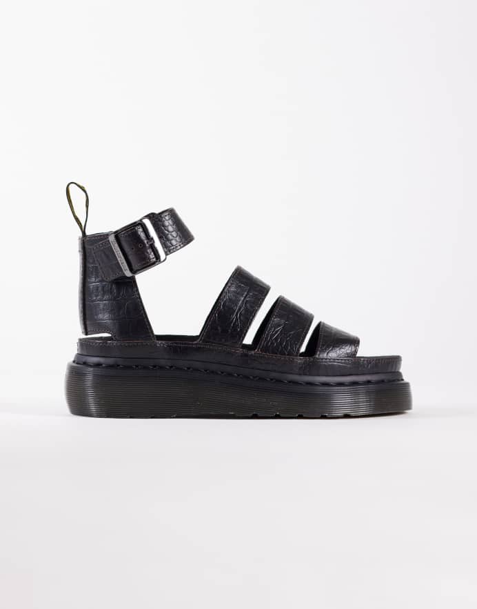 Dr. Martens Sandalias marrones efecto piel de cocodrilo en relieve Clarissa Quad de