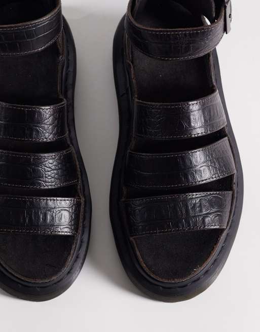 Sandalias marrones efecto piel de cocodrilo en relieve Clarissa Quad de Dr Martens, 3 de 4