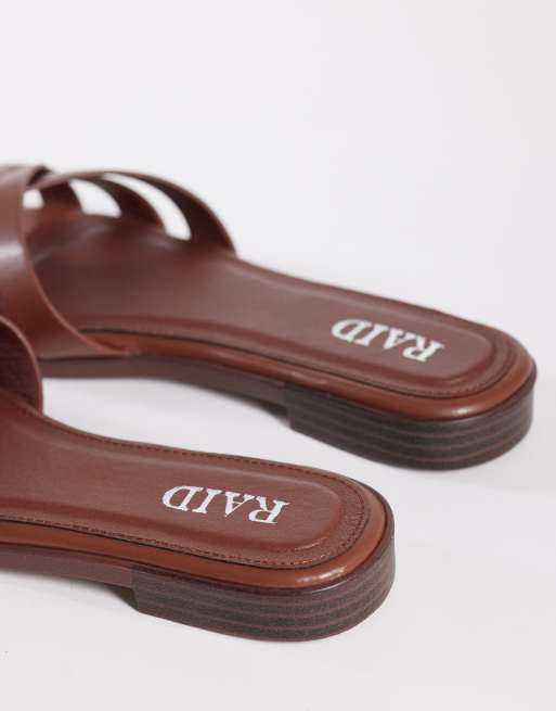 Sandalias marrones planas Toffee de RAID Wide Fit, 4 de 4