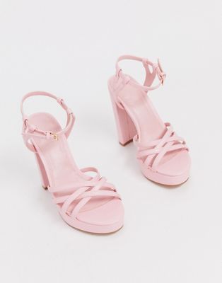 Sandalias minimalistas con tiras y plataforma en rosa pastel Nickle de ASOS  DESIGN | ASOS