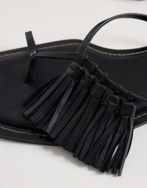 Sandalias negras con borlas de cuero premium Flit de ASOS DESIGN, 3 de 4