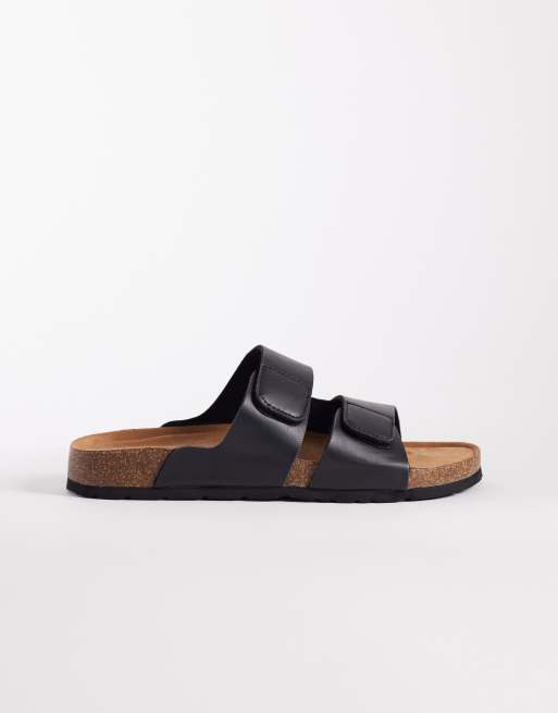Sandalias negras con correas de cuero sintético de Jack & Jones, 3 de 4