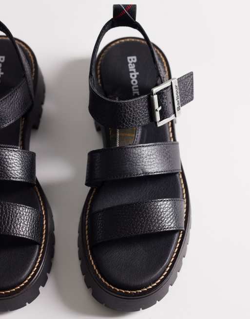 Sandalias negras con correas gruesas de cuero Gabby de Barbour, 2 de 4