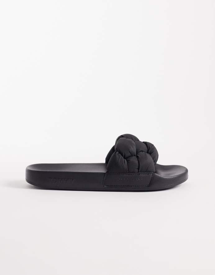 Tommy Jeans Sandalias negras con detalle trenzado de