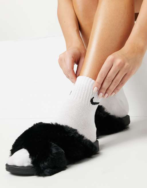 Sandalias negras diseño de pelo Fiona ASOS DESIGN Wide Fit | ASOS