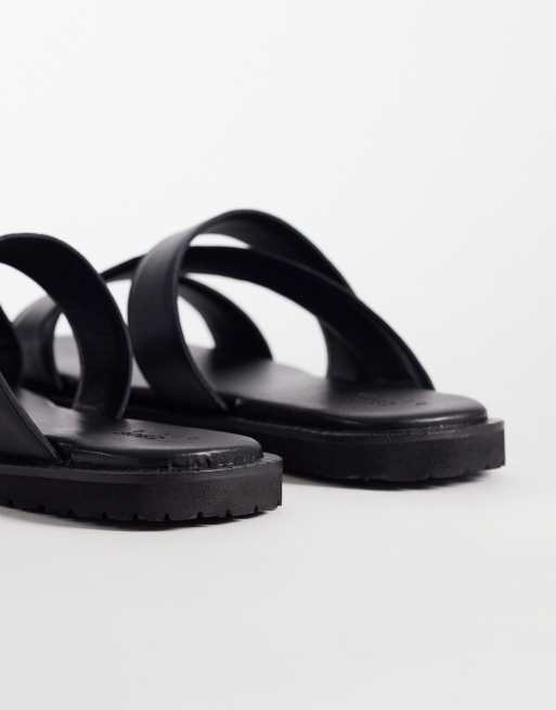 Sandalias negras con diseño de tiras cruzadas de cuero de ASOS DESIGN, 4 de 4