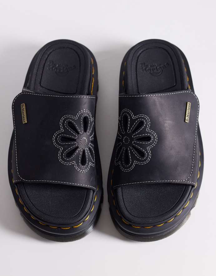 Dr. Martens Sandalias negras con diseño floral ZebZag de