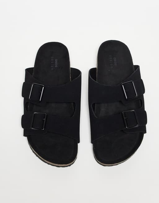 Sandalias negras con dos correas y suela de corcho de ASOS DESIGN, 3 de 4