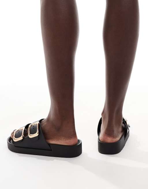 Sandalias negras con hebilla Andi de London Rebel, 3 de 4