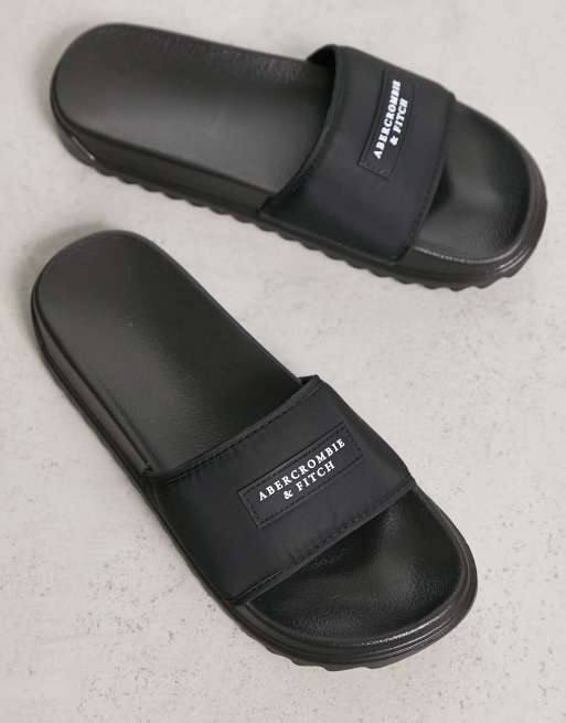 Sandalias negras con logo circular de Abercrombie & Fitch, 4 de 4
