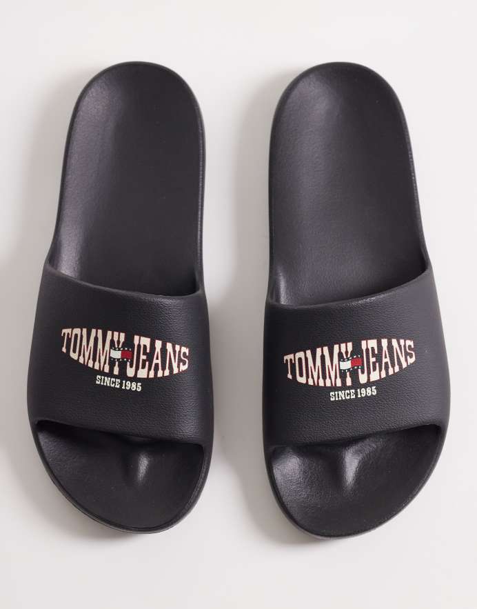 Tommy Jeans Sandalias negras con logo de