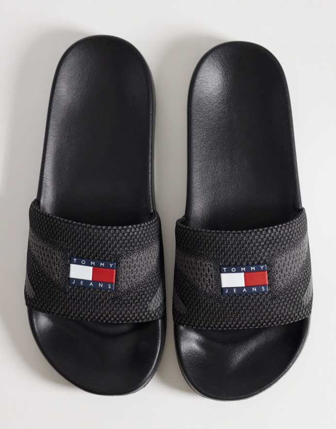 Tommy Jeans Sandalias negras con logo de