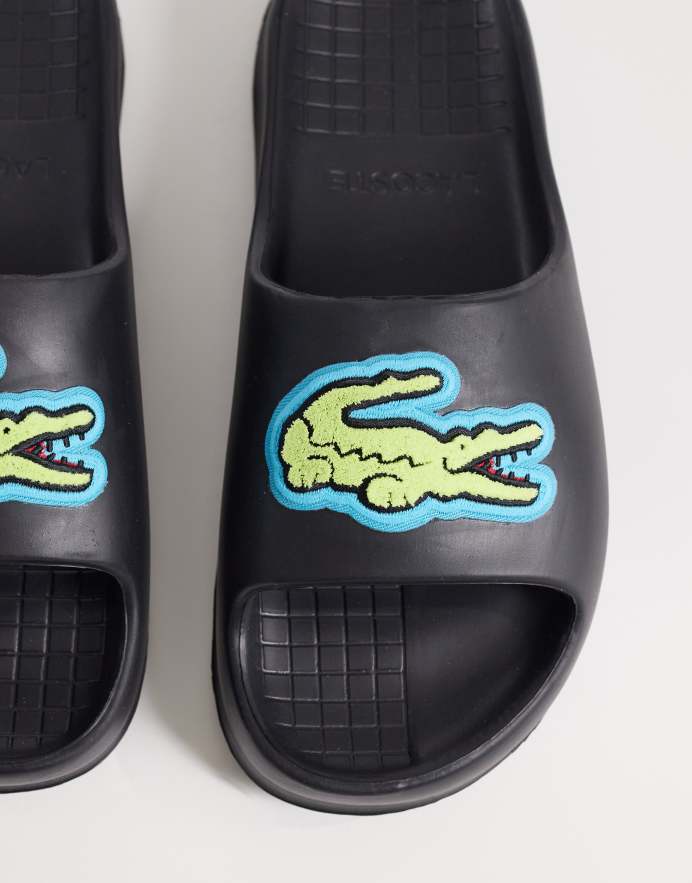 Lacoste Sandalias negras con logo Serve 2.0 de