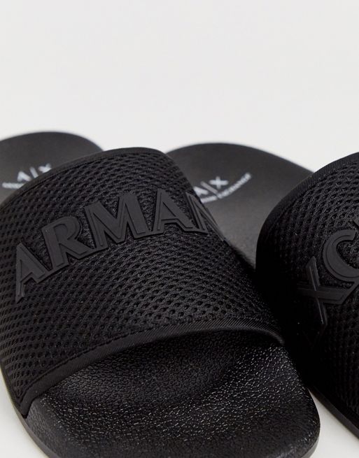 Sandalias negras con logo tonal de Armani Exchange | ASOS