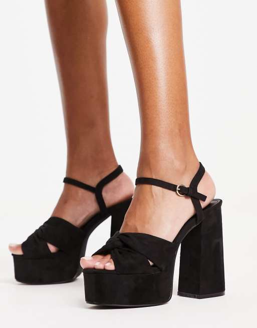 Sandalias negras con plataforma alta de Truffle Collection Wide Fit