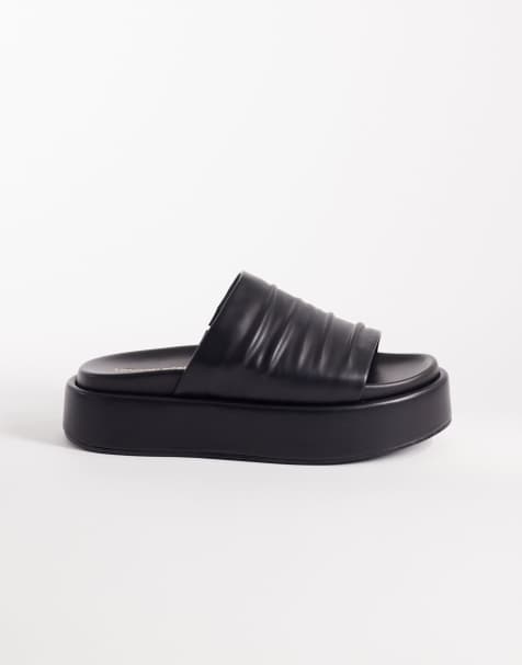 Sandalias negras con plataforma plana de London Rebel - view 1