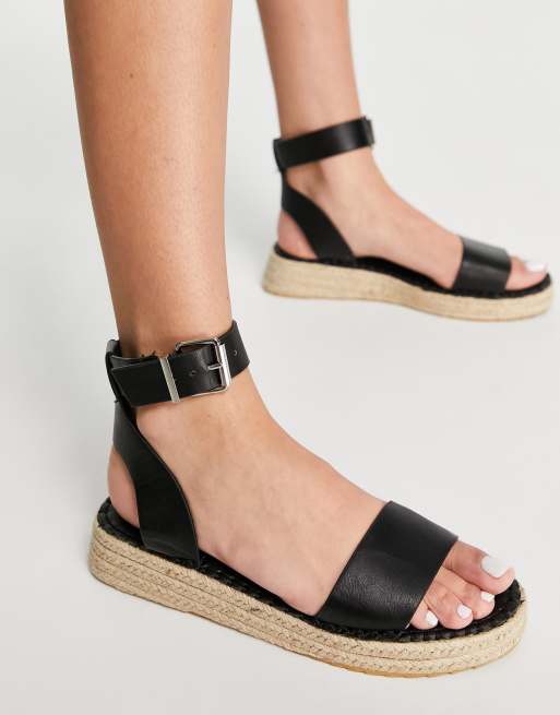 Sandalias negras con plataforma plana alpargatas de | ASOS