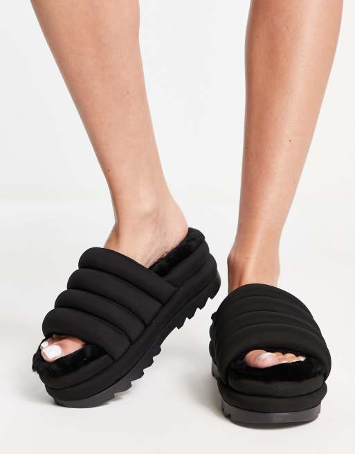 Ugg Sandalia CuÃ±a Plana Sandalias Negras Con Plataforma Plana