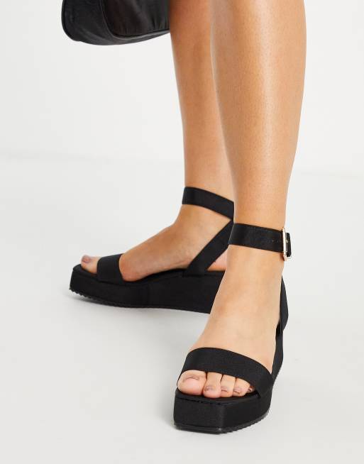 Fusión Automatización alcanzar Sandalias negras con plataforma plana Tatiana de ASOS DESIGN | ASOS