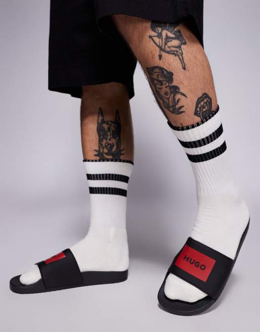 Sandalias negras con recuadrado del logo Timein de HUGO Red