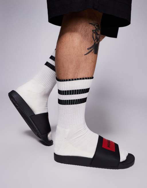 Sandalias negras con recuadrado del logo Timein de HUGO Red, 3 de 4