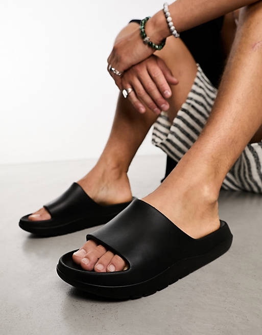 Sandalias negras con suela gruesa de ASOS DESIGN