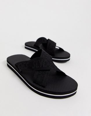 Sandalias negras con suela gruesa para hombre de Slydes | ASOS