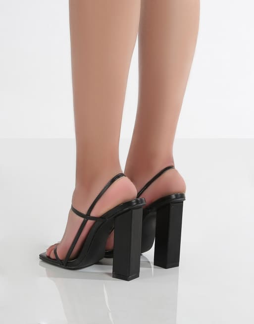 Sandalias negras con tacón en bloque de charol Halley de Public Desire, 3 de 4