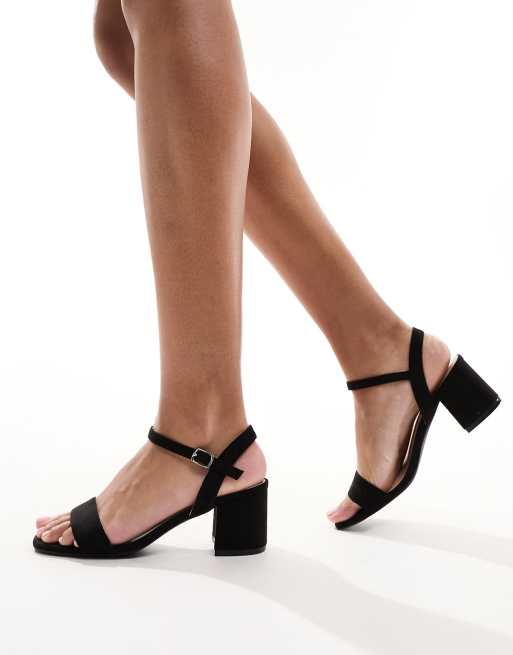 Sandalias negras con tacón en bloque de London Rebel