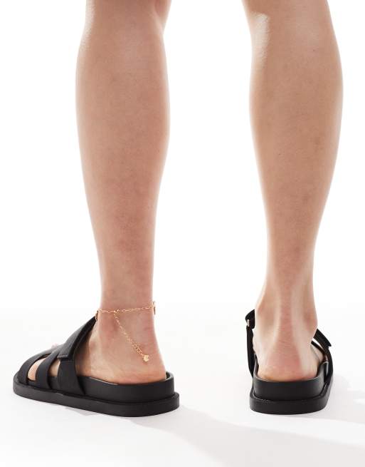 Sandalias negras con tiras de nobuk sintético Kidman de SEQWL, 4 de 4