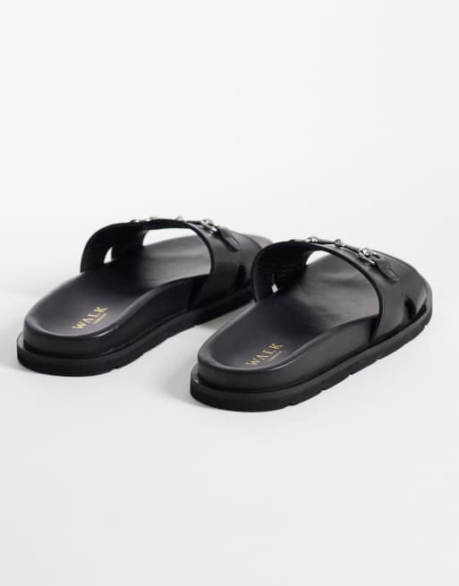 Sandalias negras de cuero Donna de Walk London, 3 de 4