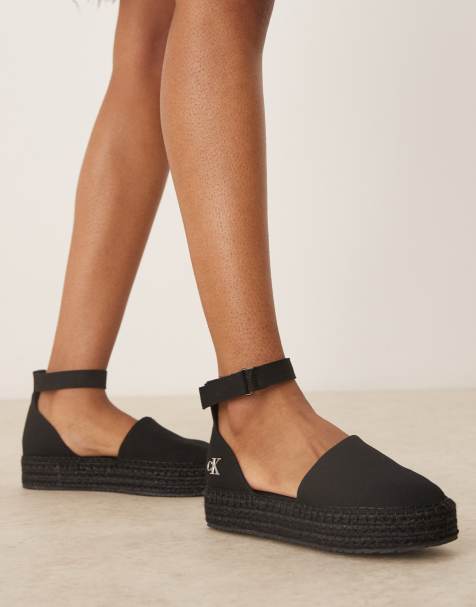 Sandalias negras de estilo alpargatas con plataforma plana de Calvin Klein Jeans - view 1