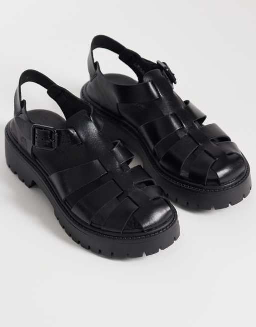 Sandalias negras de estilo cangrejeras de cuero Stone Street de Timberland, 2 de 4