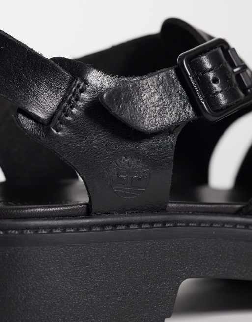Sandalias negras de estilo cangrejeras de cuero Stone Street de Timberland, 4 de 4