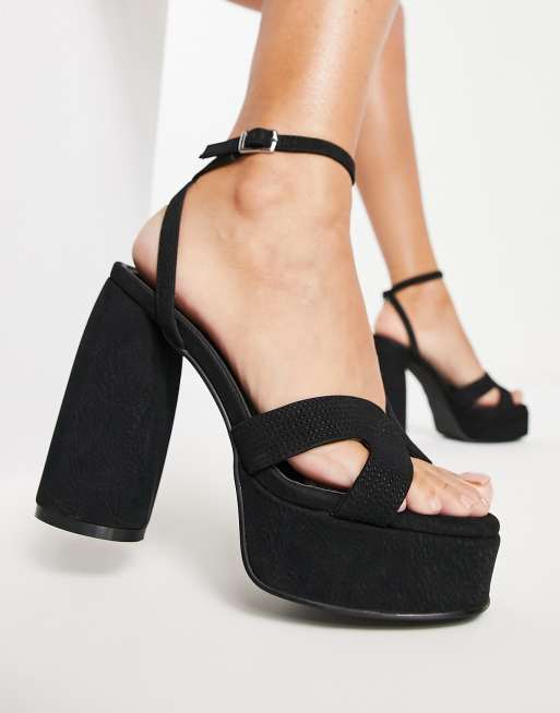 Sandalias negras de plataforma con aberturas Gaia de MIM, 3 de 4
