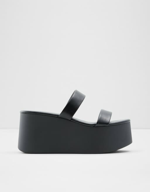 Sandalias negras de plataforma plana con tira doble Wiceclya de ALDO